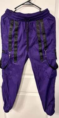 Manfinity Purple Cargo Pants Size S Techwear Straps